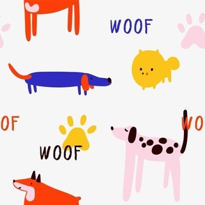 Funky Dogs design with colourful hand drawn dogs