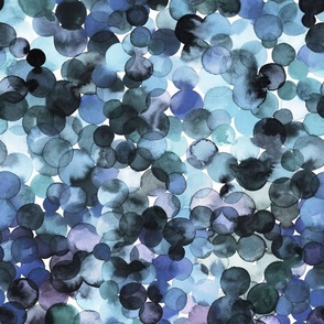 Watercolor overlapped dots Blue Monochromatic Medium