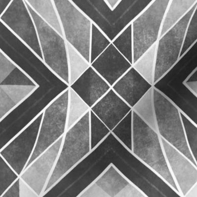 Monochromatic geometric abstract squares in  gray harmony // normal scale 0016 A // symmetrical squares triangles rhombuses gray black white monochrome