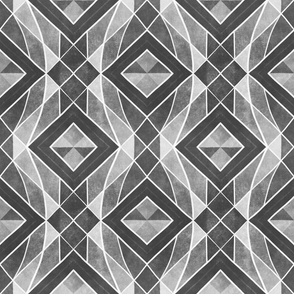 Monochromatic geometric abstract squares in  gray harmony // normal scale 0016 A // symmetrical squares triangles rhombuses gray black white monochrome