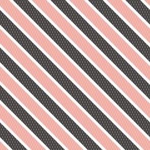 Retro textured stripe - charcoal and rose pink