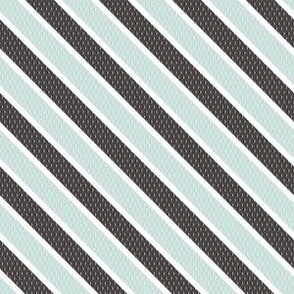 Retro textured stripe - charcoal and sea glass