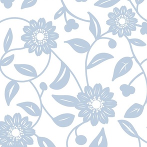 Fog blue flowers on a white background - large scale