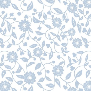 Fog blue flowers on a white background - medium scale