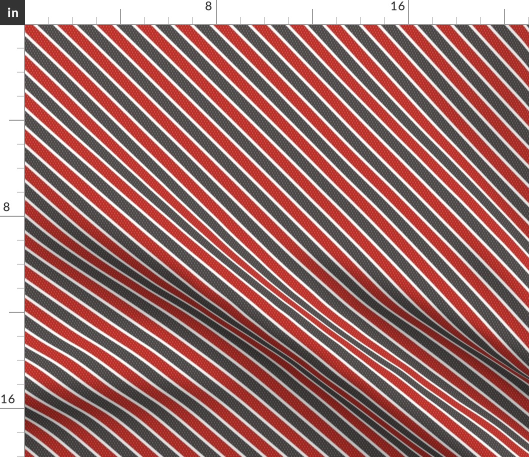 Retro textured stripe - charcoal and poppy red