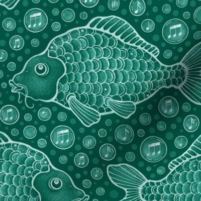 Singing and bubbling fish // normal scale 0014 C // green tranquility melodic marine symphony monochromatic aquatic sea underwater design