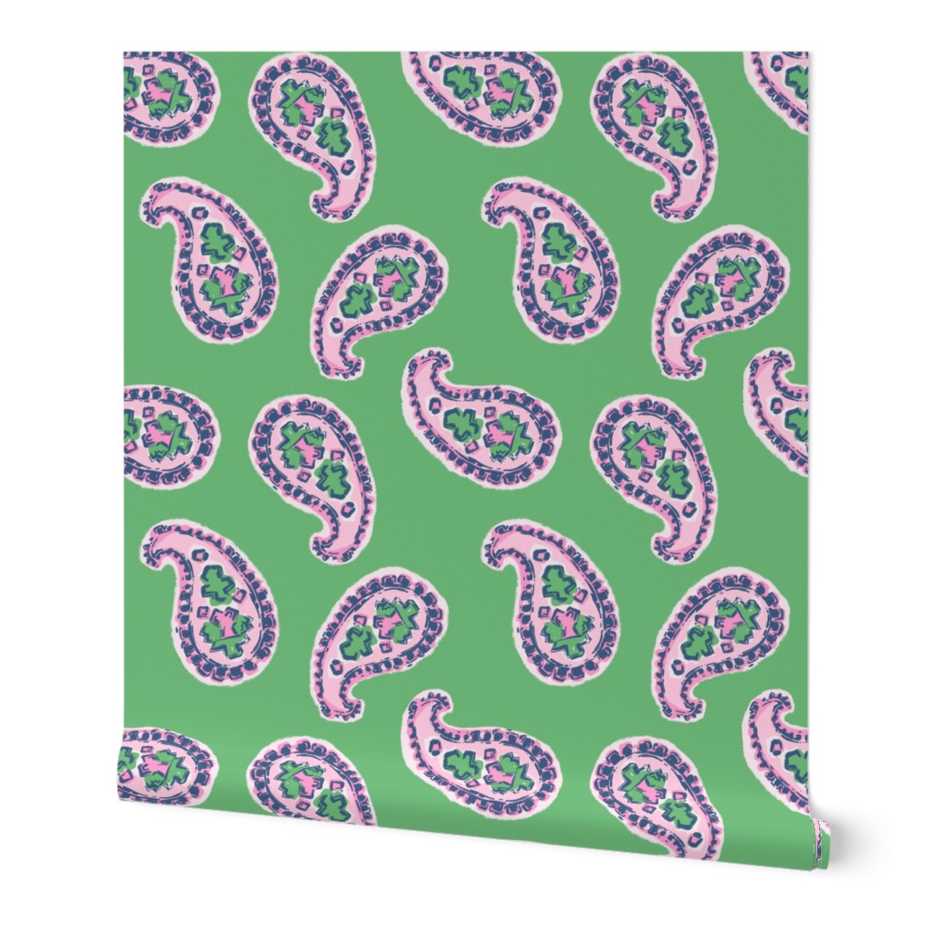Paisley in Pink and Green