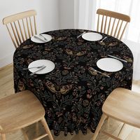 Death Head Damask, death head moth, belladonna and skulls, black, large