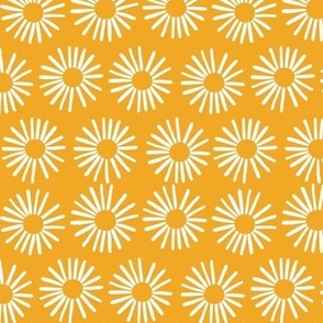 abstract line flowers with mustard yellow  forming a radial sun like pattern