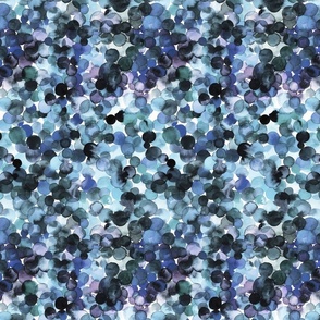 Watercolor overlapped dots Blue Monochromatic Small