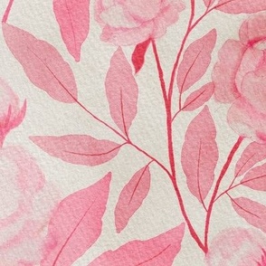 French country rose pink//watercolour// Large scale