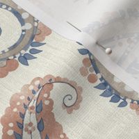 East fork Autumn paisley //large scale// Watercolour, Brown, beige, rust, blue//wallpaper//fabric//home decor