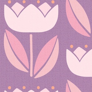 Mid Century Modern Vintage Tulip amethyst pink 24 jumbo wallpaper scale by Pippa Shaw