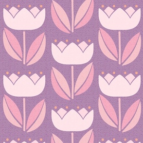 Mid Century Modern Vintage Tulip amethyst pink 12 extra large wallpaper scale by Pippa Shaw