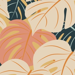 Monstera Leaves in Muted Colors (Large)
