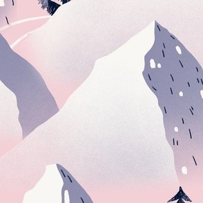 Pink Winter Mountains Landscape / Large Scale