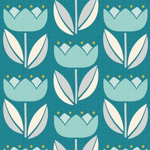 Mid Century Modern Vintage Tulip teal turquoise 12 extra large wallpaper scale by Pippa Shaw