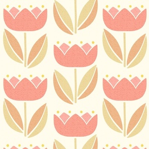 Mid Century Modern Vintage Tulip coral 12 extra large wallpaper scale by Pippa Shaw