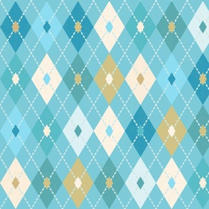 Argyle on Aqua Blue Green (Medium)