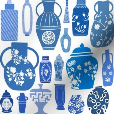 Blue and White Ginger Vases Print