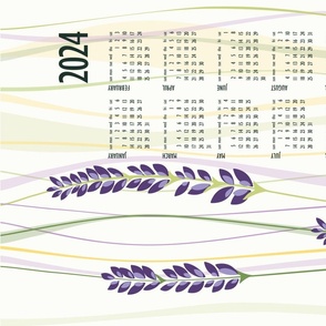 lavender calendar 2024 - lavender aromatherapy - tea towel and wall hanging