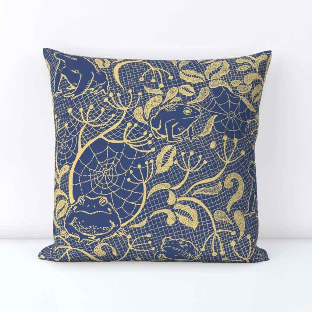 Gothic Toad Lace Gold on Blue