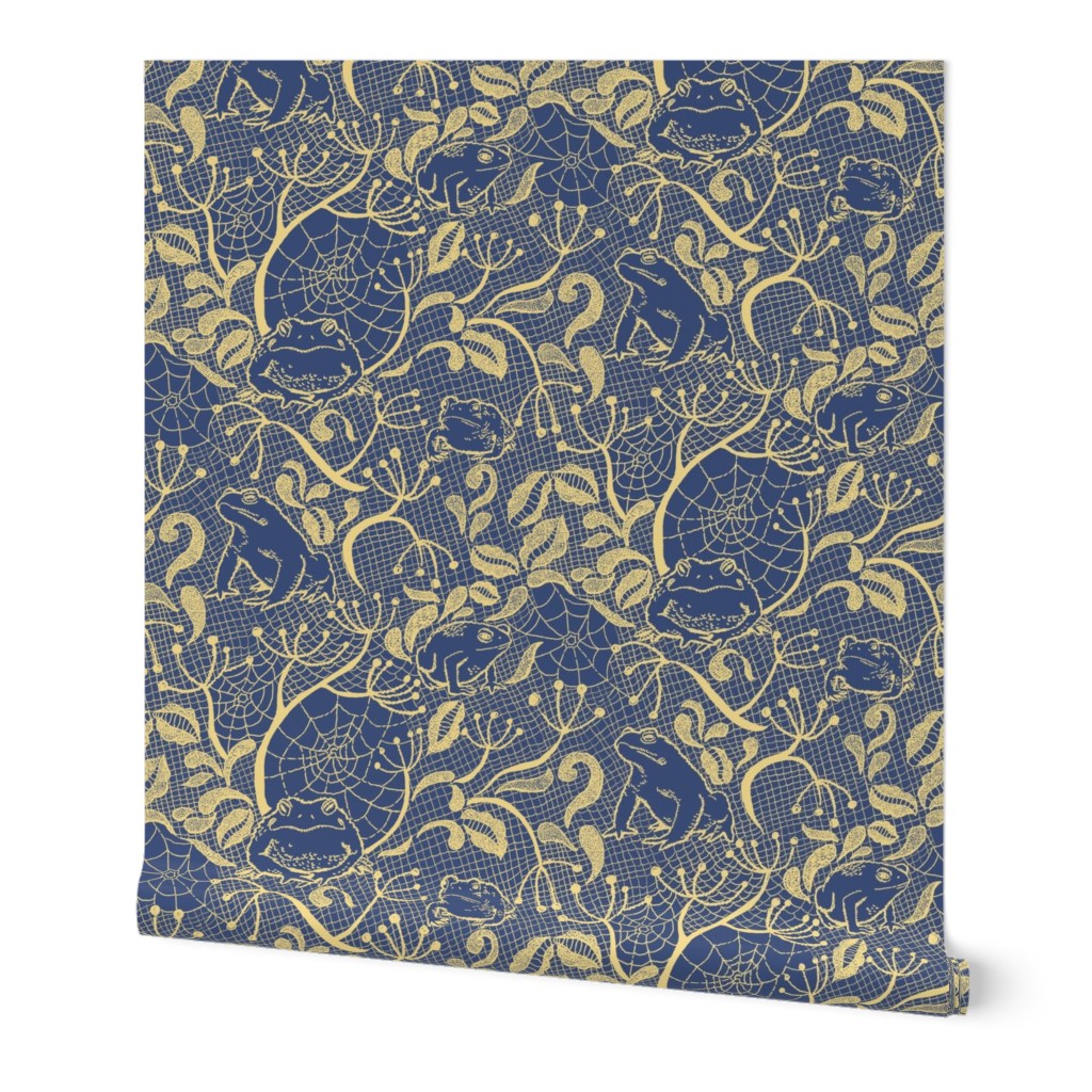 Gothic Toad Lace Gold on Blue