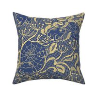 Gothic Toad Lace Gold on Blue