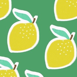 GRAPHIC LEMONS with white borders on a bright green background