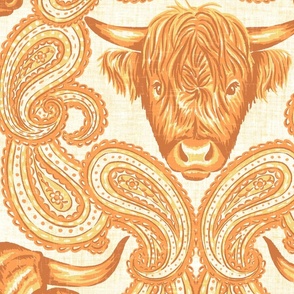 Paisley Cows - 24" jumbo - marigold 