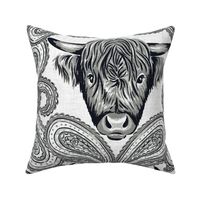 Paisley Cows - 24" jumbo - grayscale 