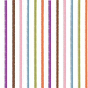 Wide Candy Chalk Stripes in PINK, purple, ORANGE, brown, GREEN and blue - MEDIUM