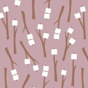 Marshmallows on a stick - camping s'mores - mauve - LAD23