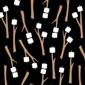 Marshmallows on a stick - camping s'mores - black - LAD23