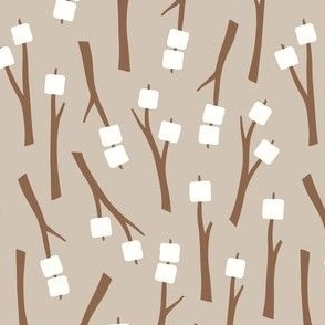 Marshmallows on a stick - camping s'mores - beige - LAD23