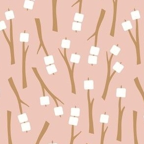 Marshmallows on a stick - camping s'mores - pink - LAD23