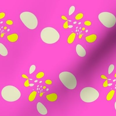 Romatic art dots design pink yellow and white fabric pattern design 