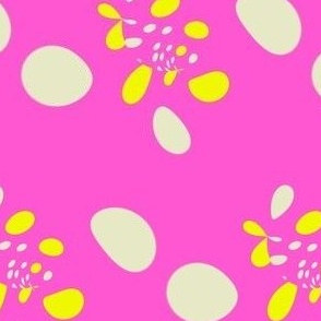 Romatic art dots design pink yellow and white fabric pattern design 