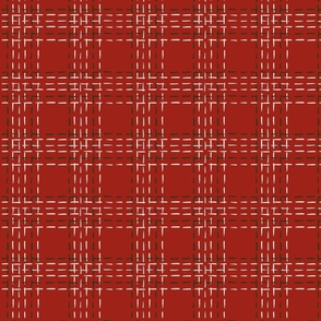 Holiday Hand Drawn Plaid Stitch in Cranberry Red
