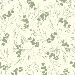 Hand Drawn Native Grasses in Sage Green