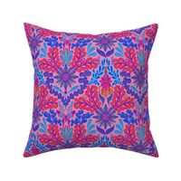 Bright garden print in pink and blue by rysunki_malunki