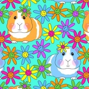 large psychedelic guinea pigs and flowers