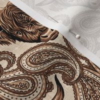 Paisley Cows - 6" medium - black and coffee brown 