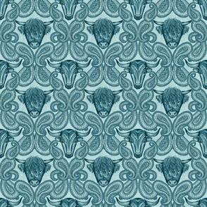 Paisley Cows - 6" medium - teal 