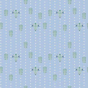 Dotted Vines and Leaves – Periwinkle Blue Wallpaper – New