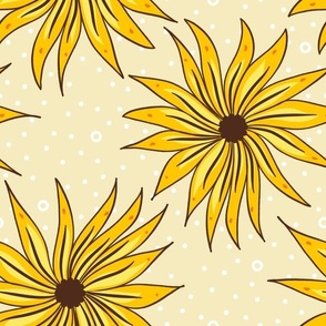 Yellow Dahlias allover coordinating pattern