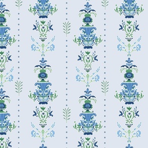 Striped Floral Serenade – Pale Blue Wallpaper 