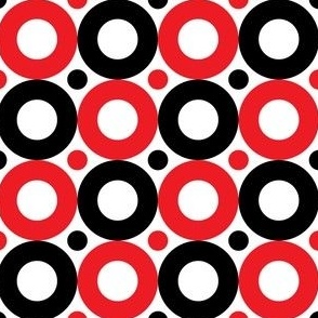 Red and Black Geometric Circles on White