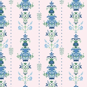 Striped Floral Serenade – Pale Pink Wallpaper 