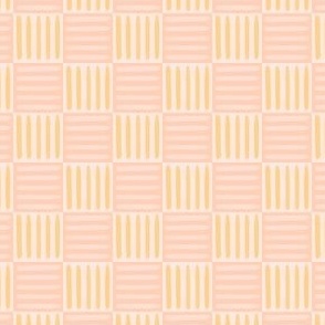 Picnic Basket Check - Rhythm of the Tides - Checker, Grid, Dash, Weave, Woven, Pink, Blush, Yellow